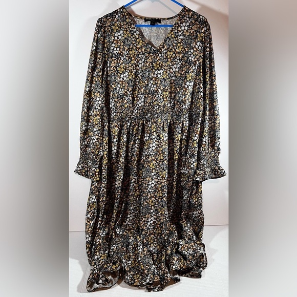 WOMEN’S ELLOS MULTICOLOR FLORAL EMPIRE DRESS RUFFLE HEM SIZE 18 - Picture 1 of 10